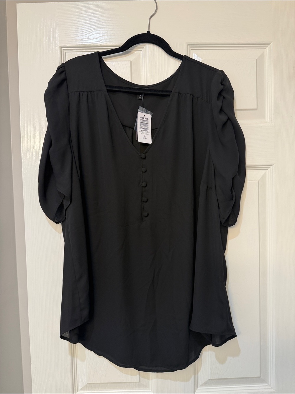 Women's Black V-Neck Button Front Blouse Harper